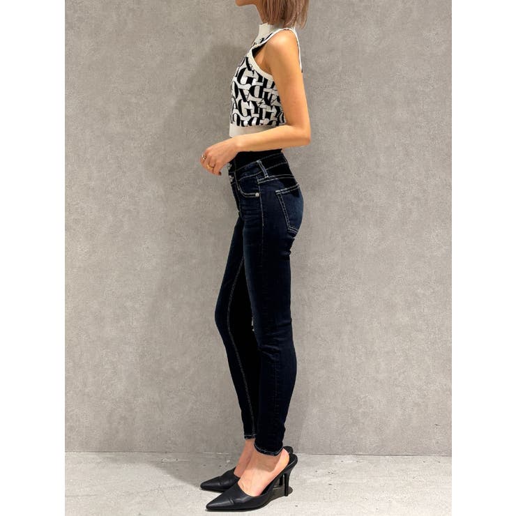 TINY】ハイウエストウエストクロススキニーデニムパンツ[品番