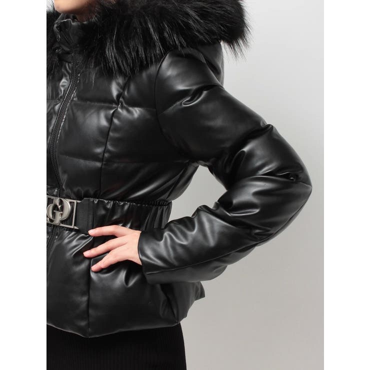 GDベルト付きフェイクレザーショートダウンコート[品番：MKSW0066481