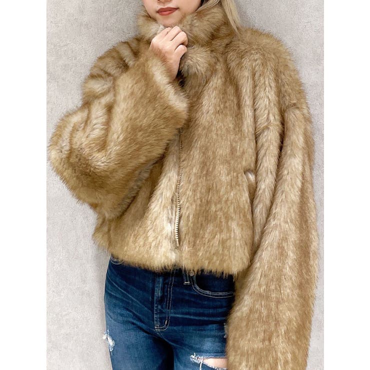 フェイクファーW ZIPショートコート[品番：MKSW0062648]｜GYDA