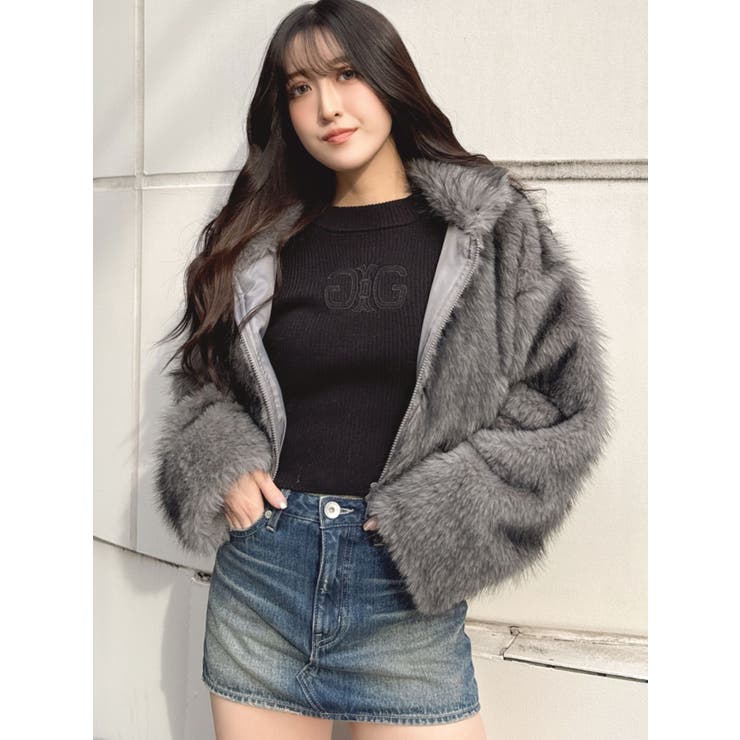 フェイクファーW ZIPショートコート[品番：MKSW0062648]｜GYDA