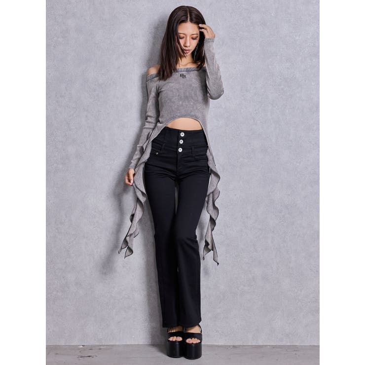 ハイウエストBACKクロスフレアパンツ[品番：MKSW0068681]｜GYDA