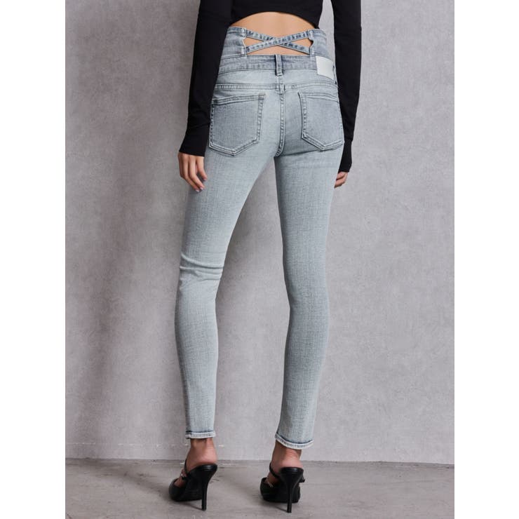 ハイウエストウエストクロススキニーデニムパンツ[品番：MKSW0068676