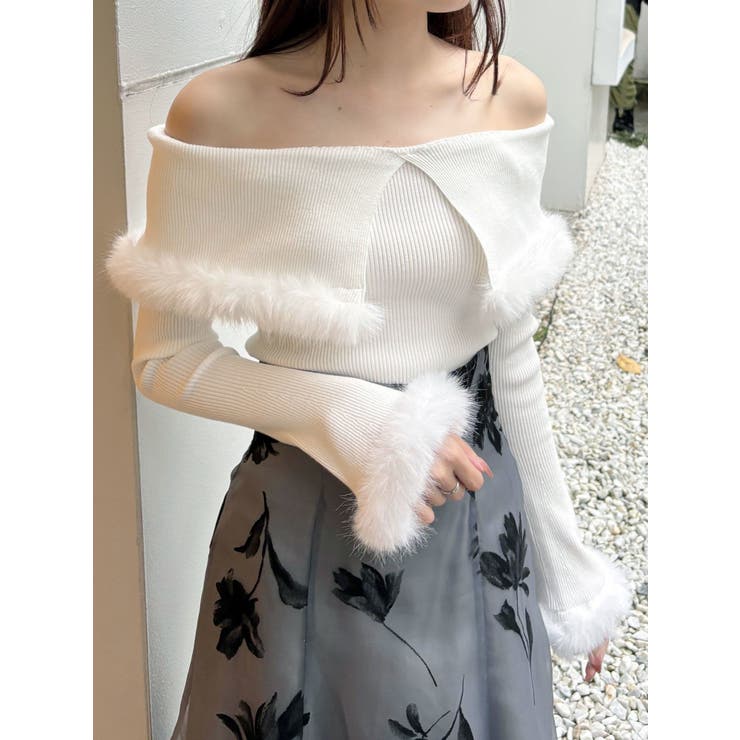 オフショルフェイクファーニット[品番：MKSW0061807]｜MERCURYDUO