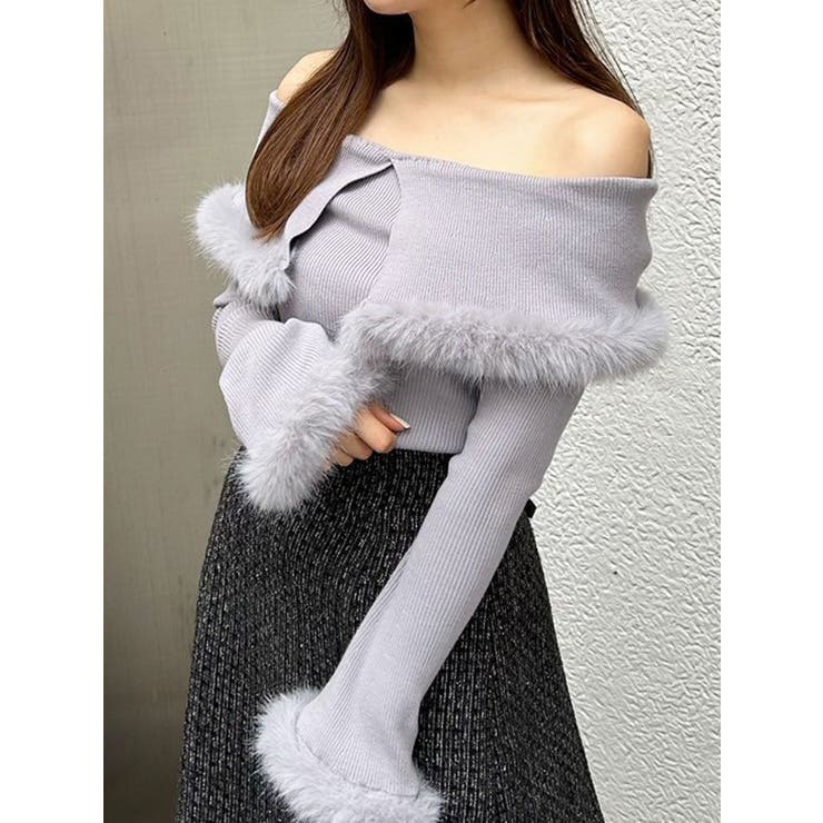 オフショルフェイクファーニット[品番：MKSW0061807]｜MERCURYDUO