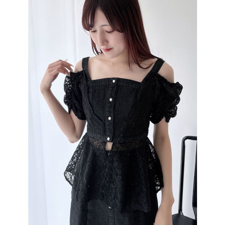 レースレイヤードデニムトップス[品番：MKSW0063359]｜MERCURYDUO