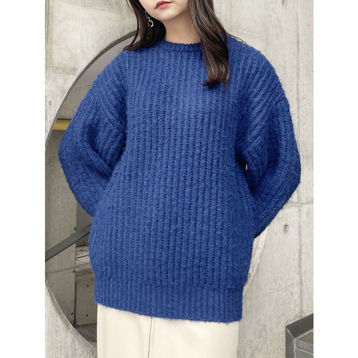 モヘヤ混クルーネックニット【WEB限定ニット】[品番：MKSW0053110