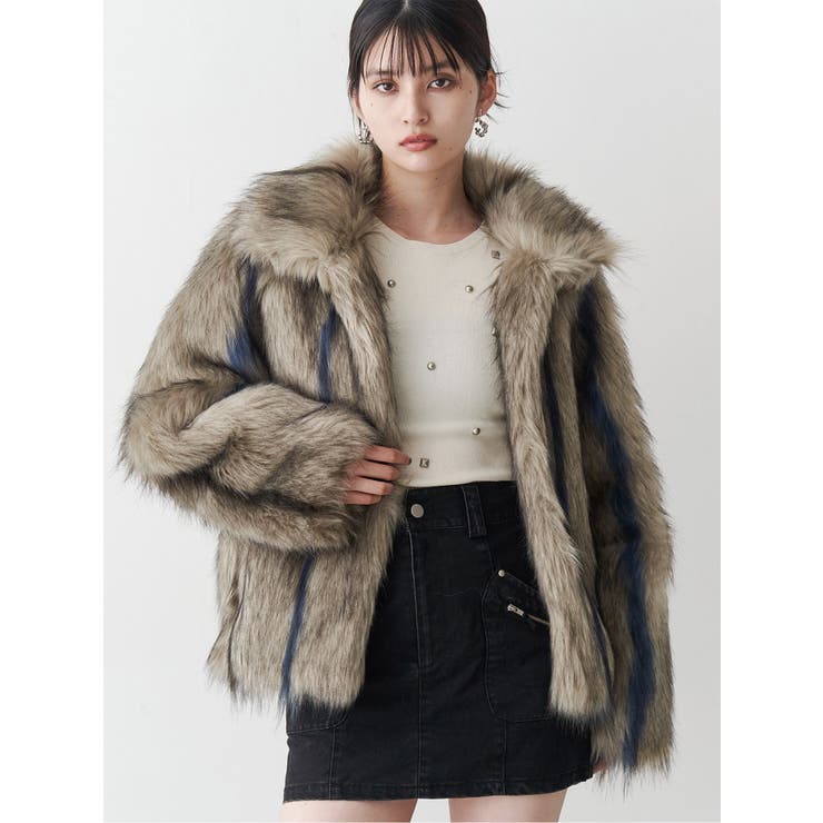 フェイクファーラインジャガードコート[品番：MKSW0067519]｜MURUA