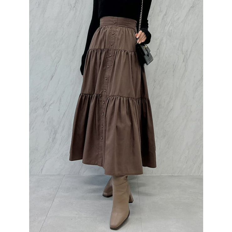 ティアードフレアロングスカート[品番：MKSW0054768]｜dazzlin