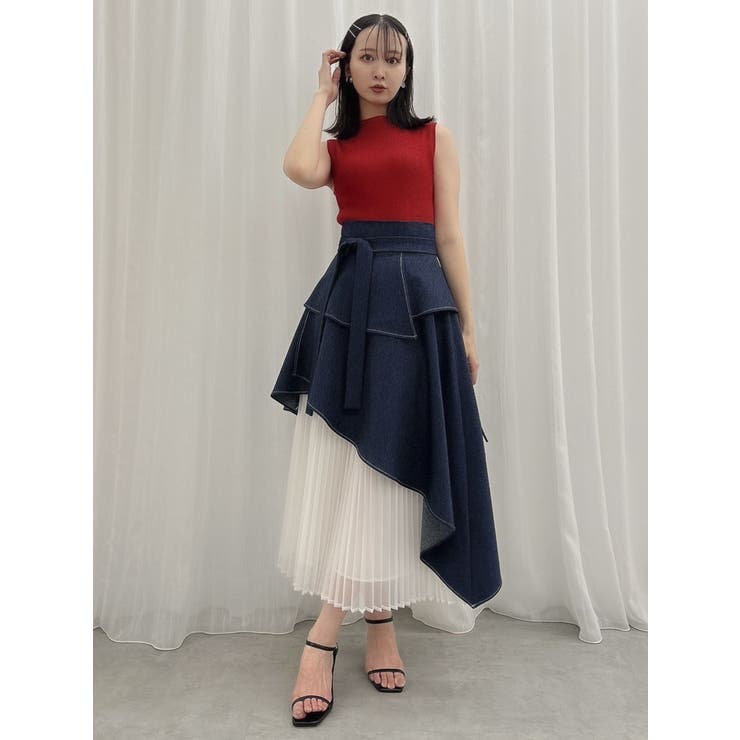 アシメティアードプリーツスカート[品番：MKSW0059151]｜dazzlin