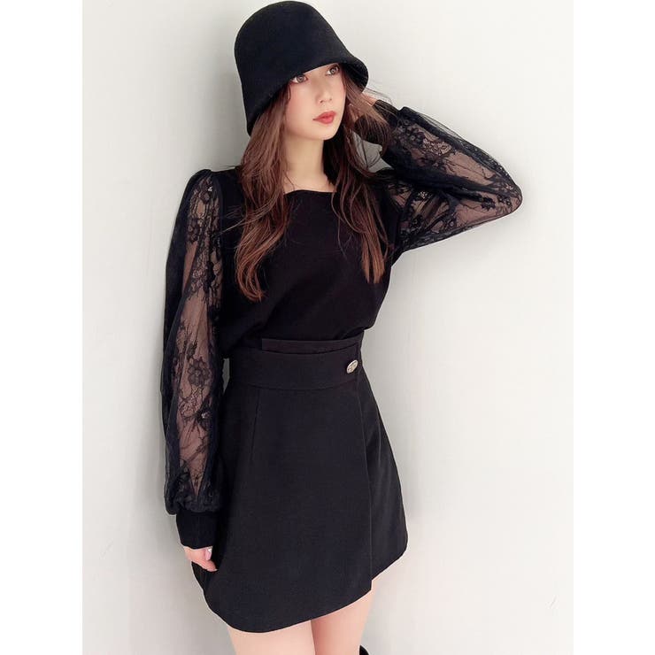 レース切替ニットトップス[品番：MKSW0052621]｜RESEXXY（リゼクシー