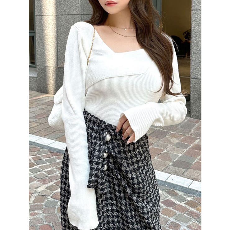 アシンメトリーリブニットトップス[品番：MKSW0061099]｜RESEXXY