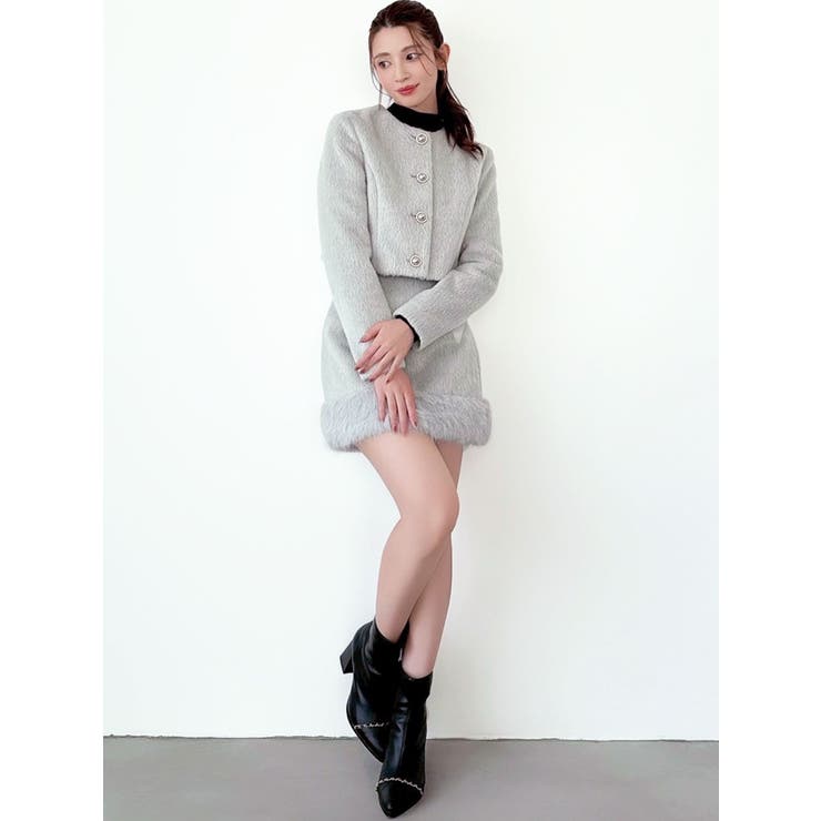 ノーカラーショートジャケット【セットアップ着用可能】[品番