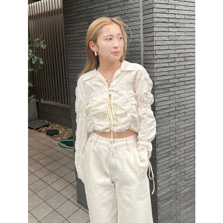 シャーリングデザインブラウス[品番：MKSW0061094]｜Ungrid（アン