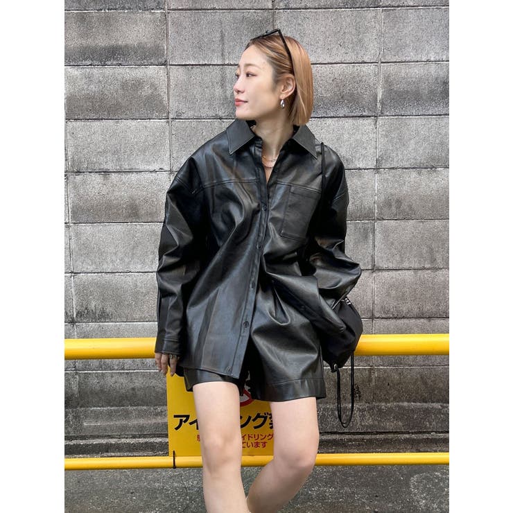 スリーブデザインフェイクレザーシャツ[品番：MKSW0061477]｜Ungrid