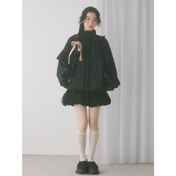 flower frill laceブルゾン[品番：MKSW0065063]｜merry jenny