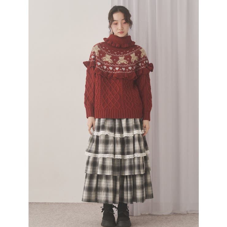 ティアードティアードチェックスカート[品番：MKSW0066281]｜merry