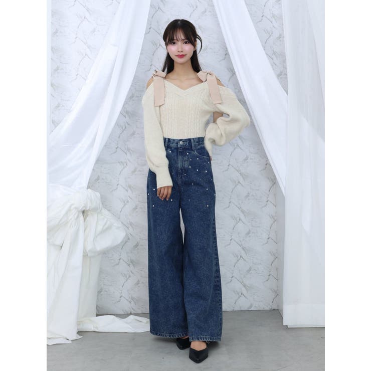 リボンショルダーニットTOP[品番：MKSW0060922]｜EATME（イートミー