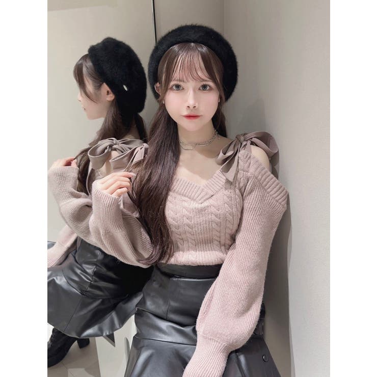 リボンショルダーニットTOP[品番：MKSW0060922]｜EATME（イートミー