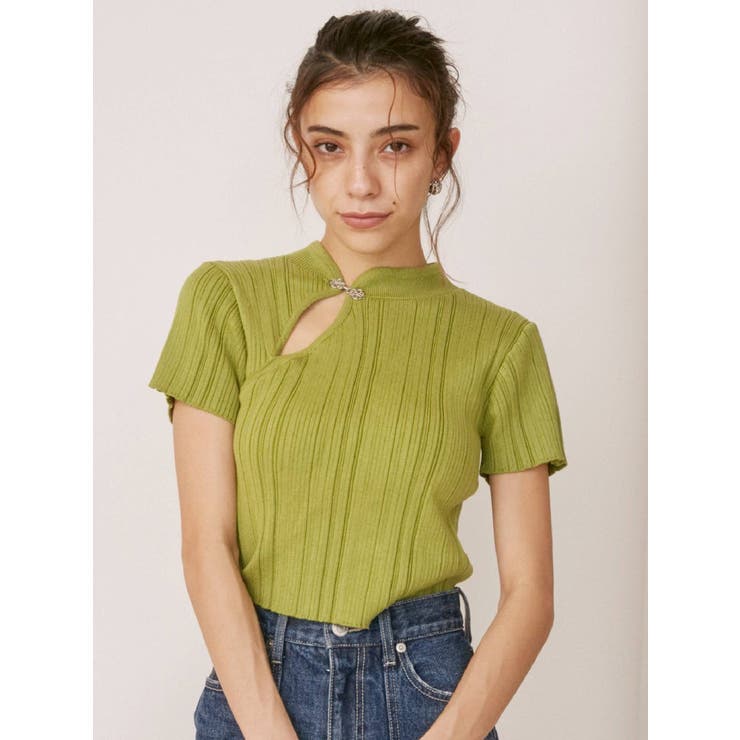 チャイナショートニットトップス[品番：MKSW0042141]｜EVRIS（エブリス