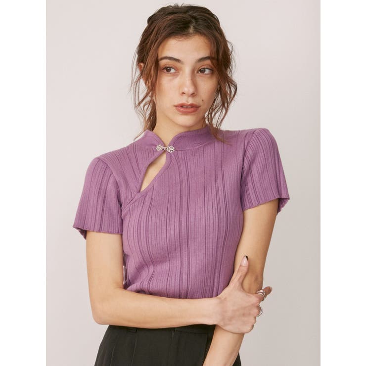 チャイナショートニットトップス[品番：MKSW0042141]｜EVRIS（エブリス