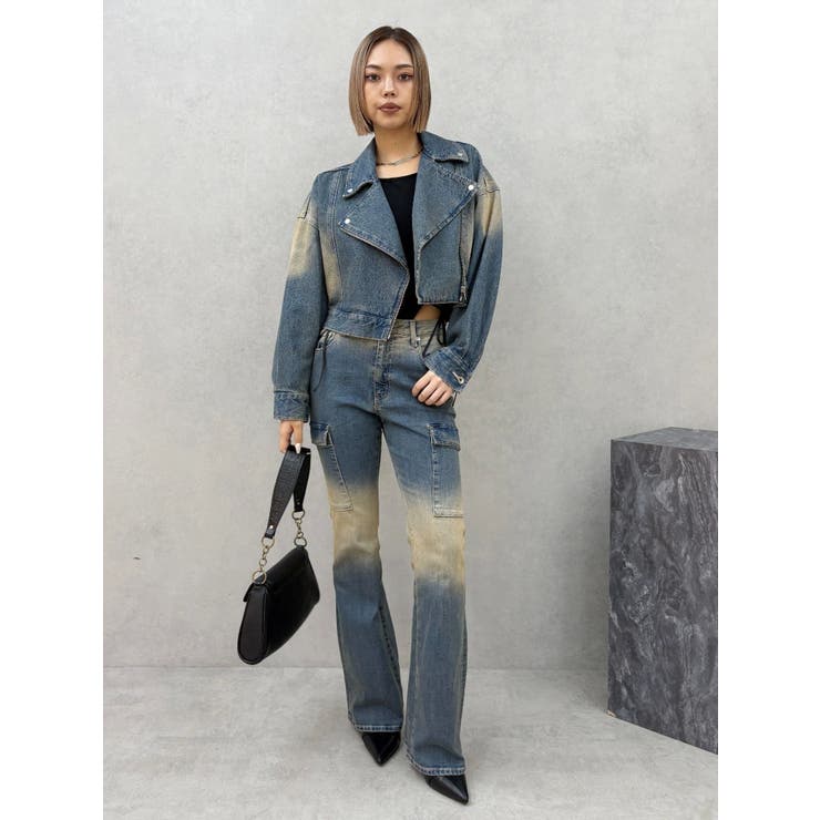 グラデーションフレアデニムパンツ【セットアップ着用可能】[品番