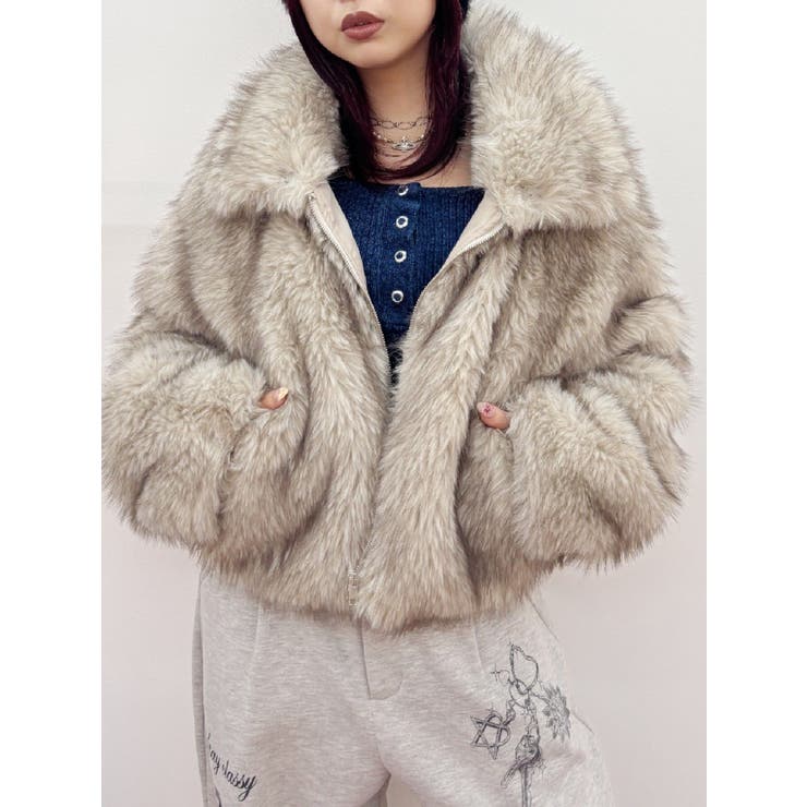 フェイクファーショートブルゾン[品番：MKSW0066700]｜EVRIS（エブリス