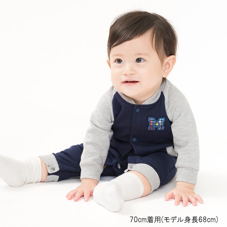 Mアップリケラグラン裏毛ロンパース[品番：MTIK0012070]｜こどもの森e