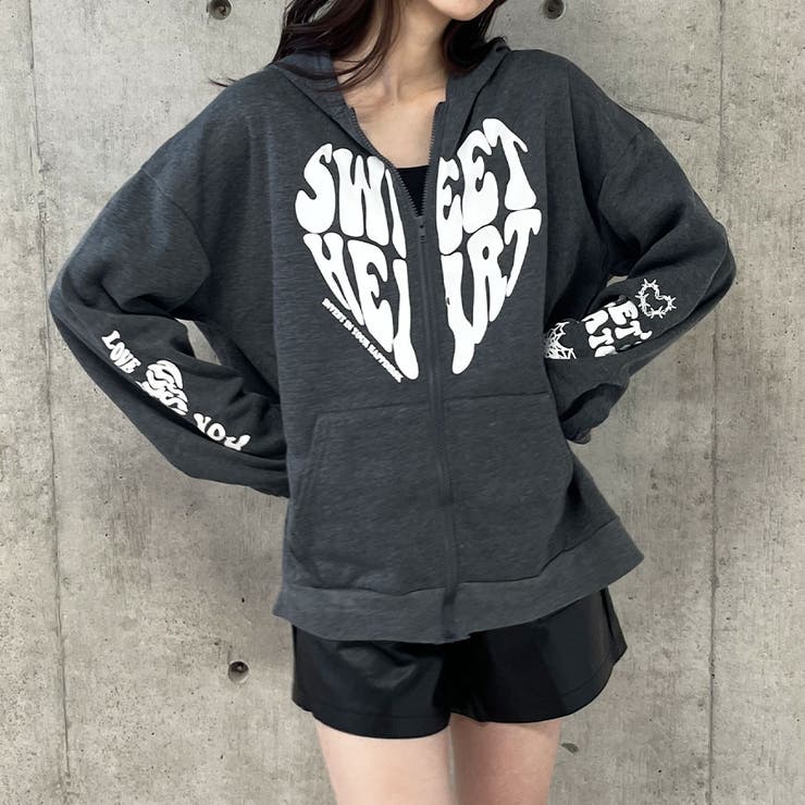 ハートロゴプリント裏起毛パーカー[品番：MJNW0002308]｜me Jane（ミー