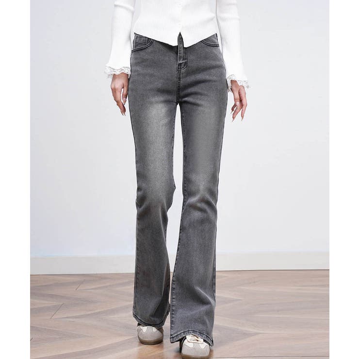 セミフレアデニムパンツ 美脚デニムパンツ[品番：II000011556