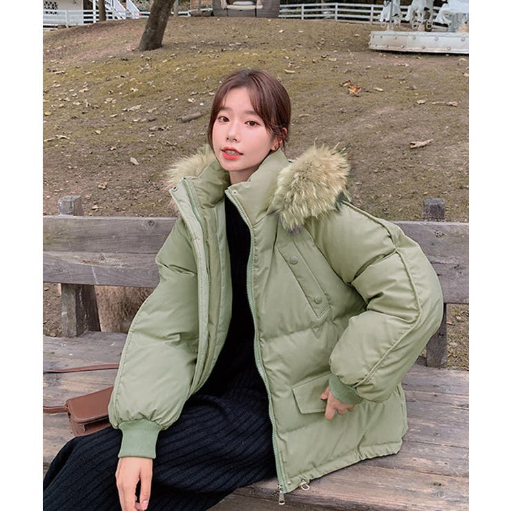 美品』+MiNi ピュウミニダウンジャケット イタリアピンクベージュ42