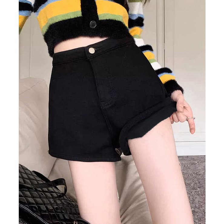 裏起毛 デニムショートパンツ レディース[品番：II000012114