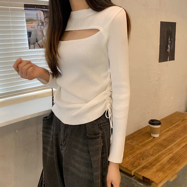 ニットトップス 胸開き ニットウエア[品番：II000007951