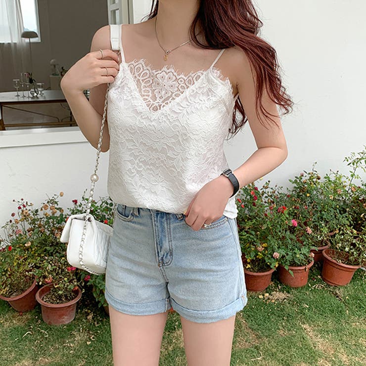 総レース キャミソール 花柄インナー重ね着[品番：II000006521