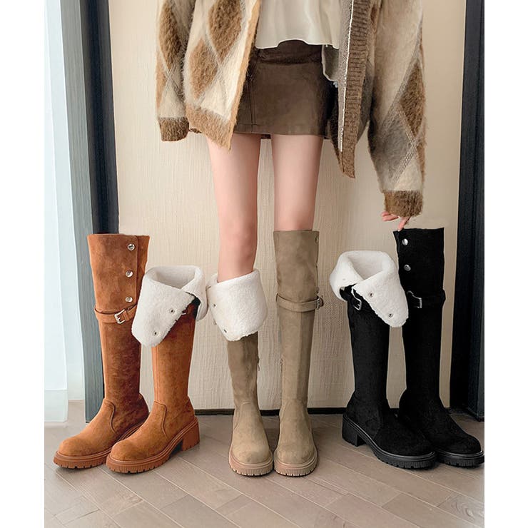 ニーハイブーツ ロングブーツ スエード調[品番：II000012123