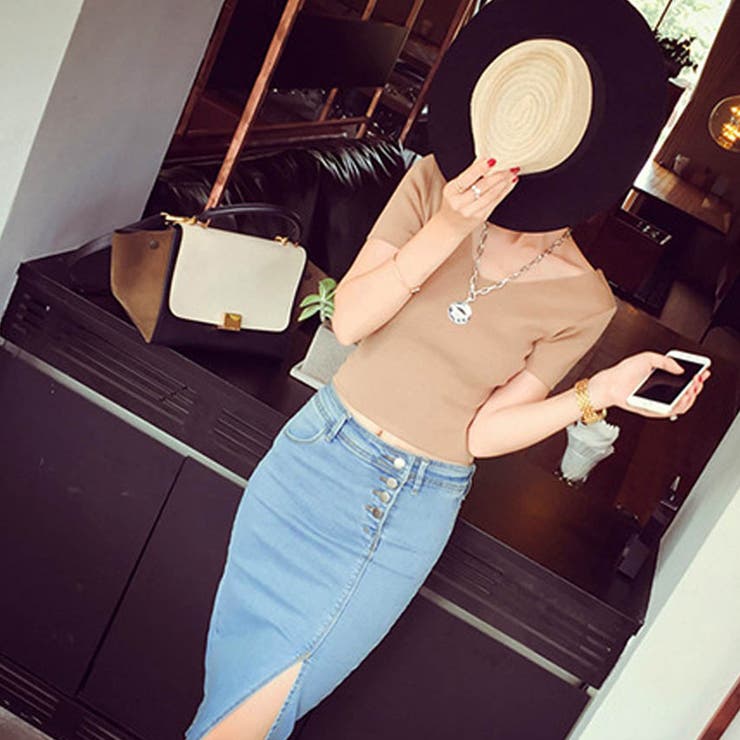 デニムスカート スリット タイトスカート[品番：II000003812