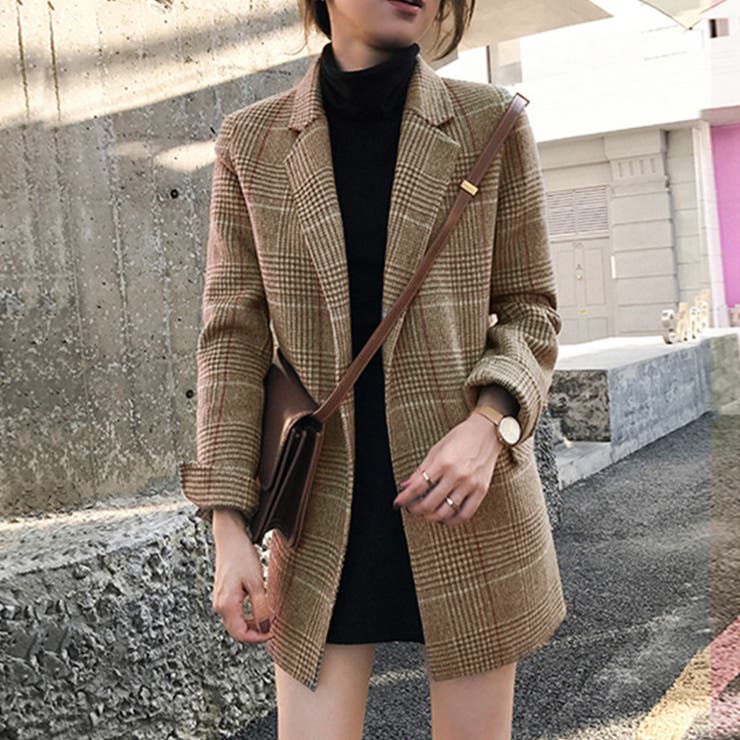 グレンチェックジャケット レディース韓国[品番：II000007753