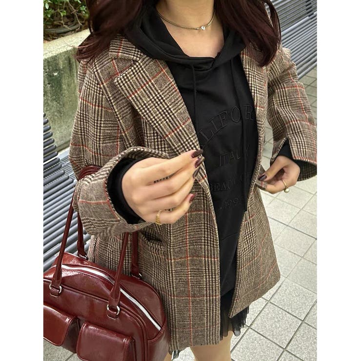 グレンチェックジャケット レディース韓国[品番：II000007753