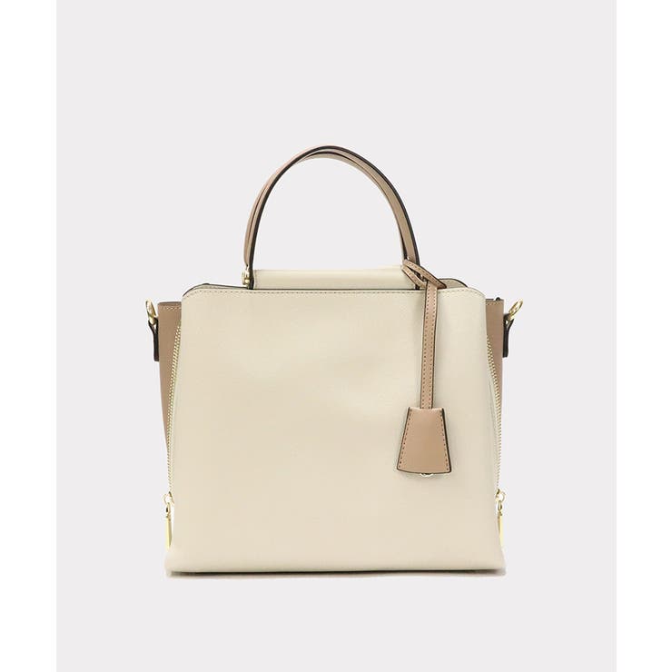 3層式 2WAY サイドジップ バイカラー トート＆ショルダーバッグ 通勤