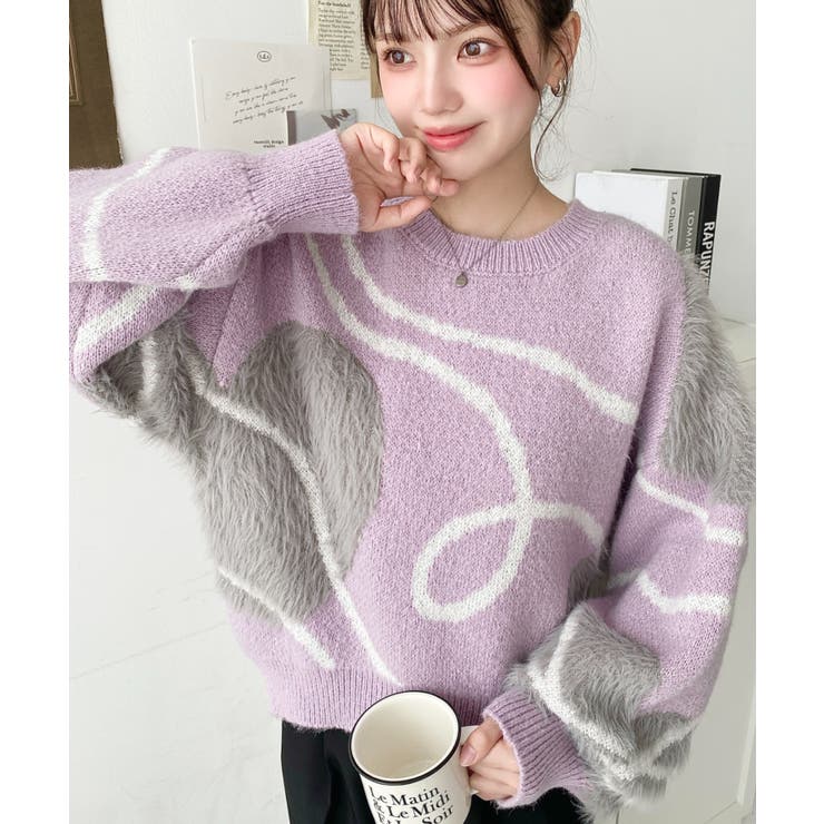 ニュアンスハートジャガードニットプルオーバー[品番：ERMW0004020