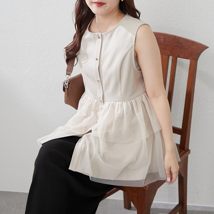 チュールペプラムジレ[品番：OLOW0015956]｜RMAF NICE CLAUP / OLIVE