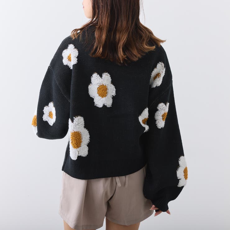 SHOP LIST限定価格】花柄ジャガードニットカーデ[品番：NCLW0011064