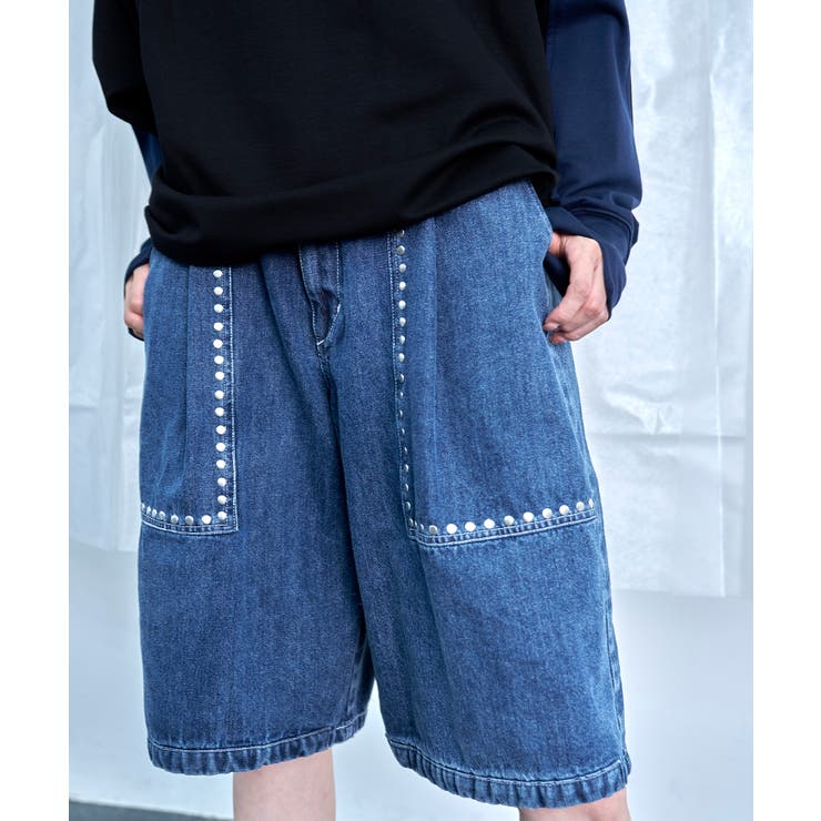 Studs Denim Half Pants[品番：NORW0000016]｜Nora Lily（ノラリリー