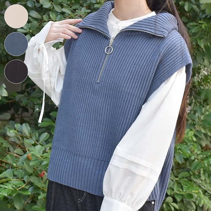 ハーフジップニットベスト[品番：IGAW0005460]｜axes femme