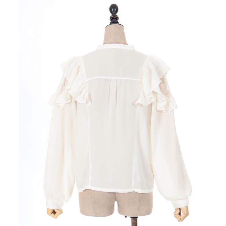 リボン付フリル長袖ブラウス[品番：IGAW0005443]｜axes femme