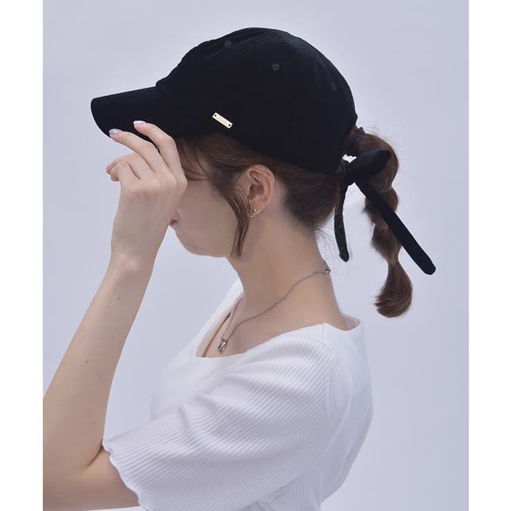 バックリボンベロアキャップ[品番：IGAW0005296]｜axes femme