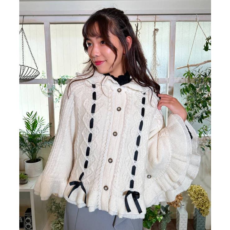 ガーリー裏ボアニットケープ[品番：IGAW0004219]｜axes femme