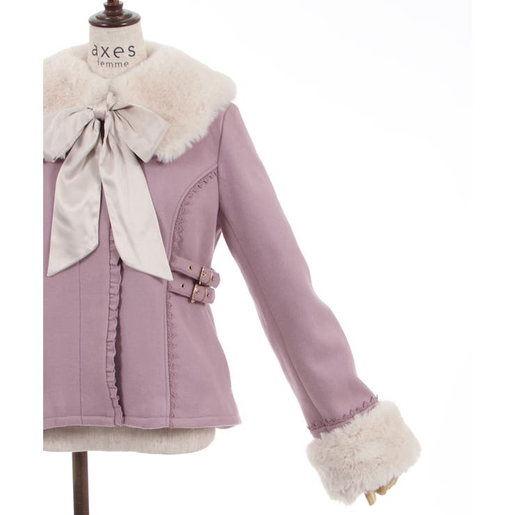 ファー襟ベルトデザインコート[品番：IGAW0002526]｜axes femme