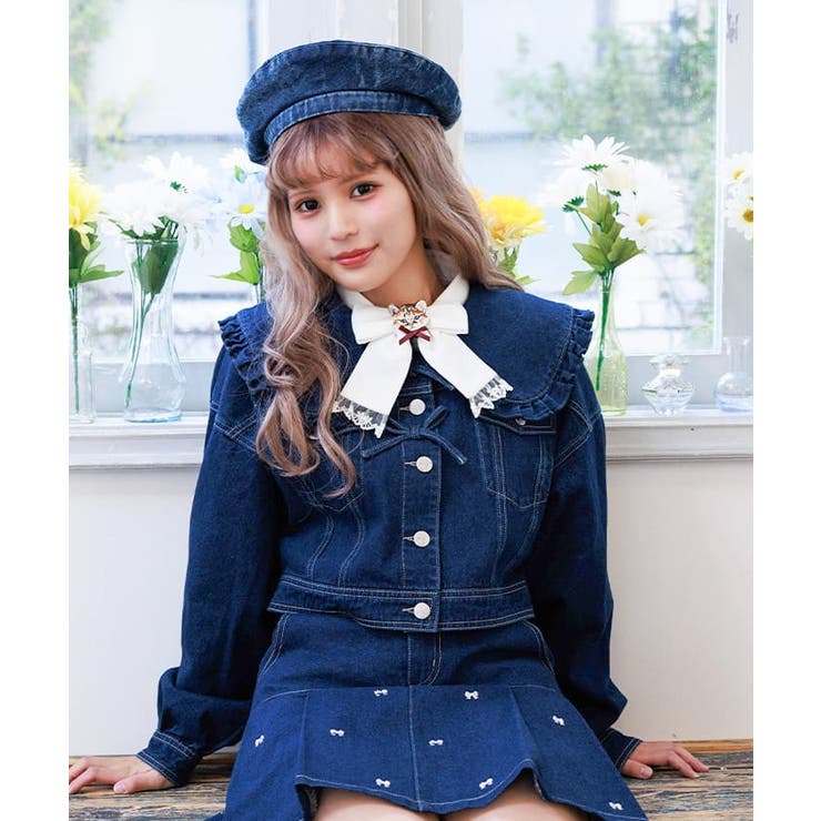 リボンデザインデニムJK[品番：IGAW0006051]｜axes femme