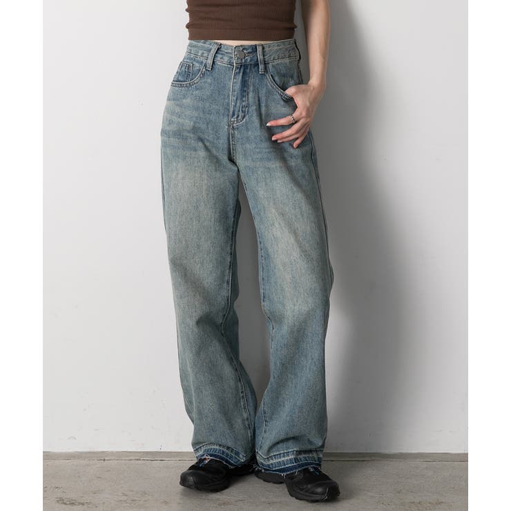 裾デザイン ストレートデニム[品番：ADEW0004547]｜ad thie