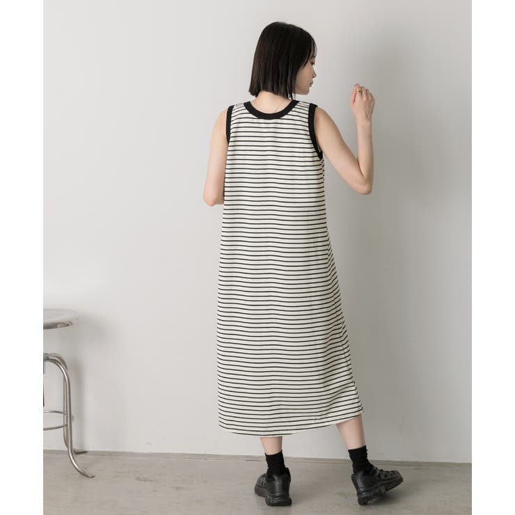 ボーダー ノースリーブワンピース[品番：ADEW0004528]｜ad thie